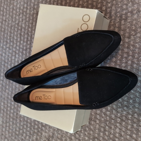 me too Shoes - NWT Me Too Audra Black Suede Point Toe Loafers Size 8M